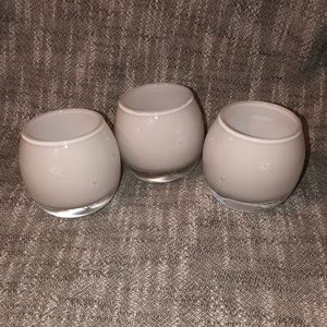 3 vintage glass holiday votive holders. Made in Poland